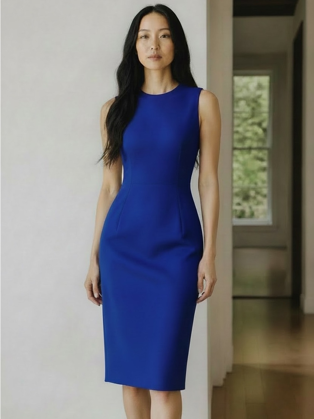Calvin Klein Sleeveless Cobalt Midi Sheath Dress